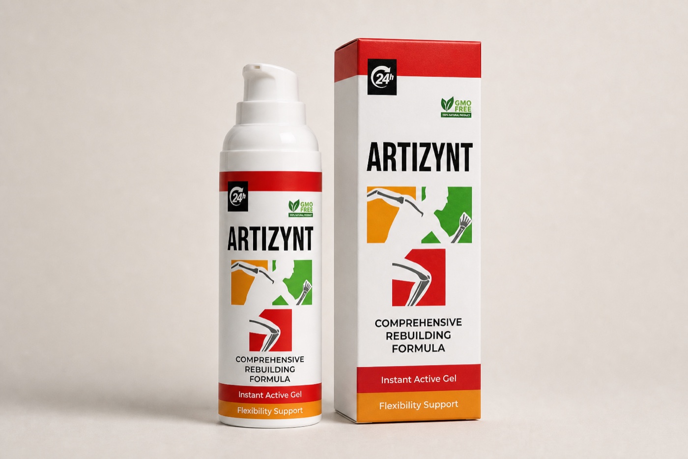 ArtiZynt Gel — biela pumpička 50 ml a kartónový obal s červeným pásom